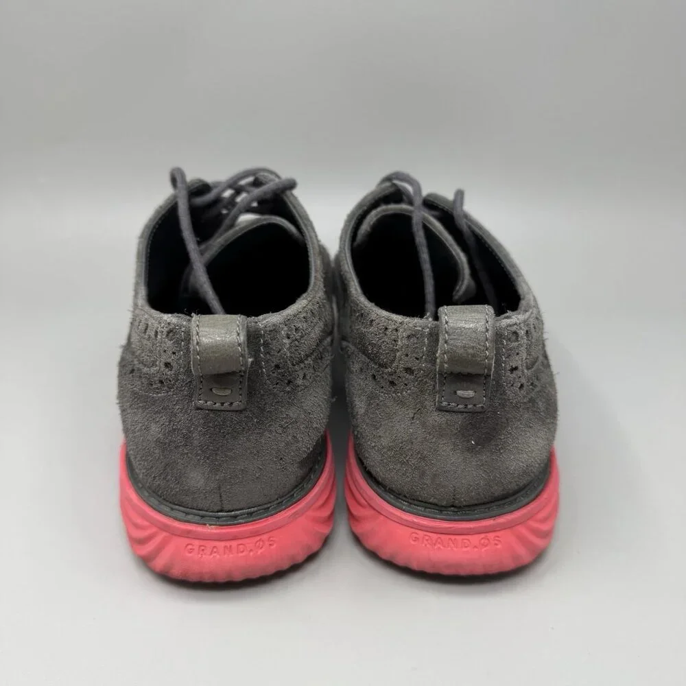 Cole Haan Grand Evolution Wingtip C26858 Shoes Suede Red Sole Mens Size 9W